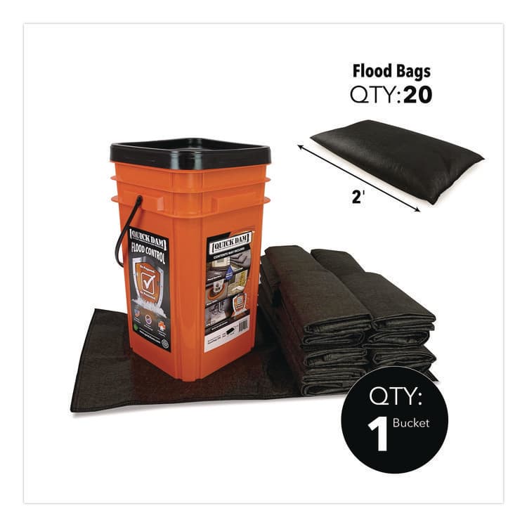 ABSORBENT SPECIALTY PRODUCTS Outdoor Grab and Go Bucket Kit, (1) Bucket, (20) Flood Bags (QKDQDGGFB20) thumbnail 2