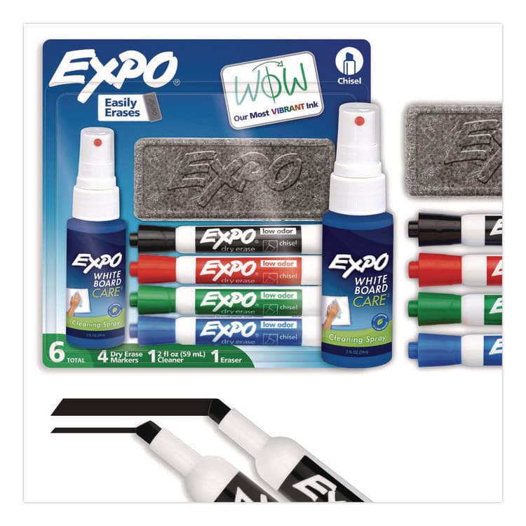 SANFORD Low-Odor Dry Erase Marker Starter Set, Broad Chisel Tip, Assorted Colors, 4/Set (SAN80653A)