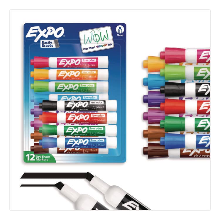 SANFORD Low-Odor Dry-Erase Marker, Broad Chisel Tip, Assorted Colors, 12/Set (SAN80699A)