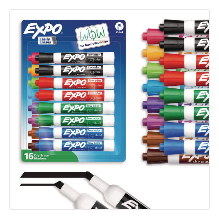 SANFORD Low-Odor Dry-Erase Marker, Broad Chisel Tip, Assorted Colors, 16/Set (SAN81045A)