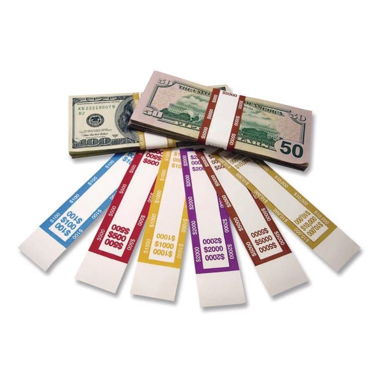 CONTROLTEK Currency Straps, Self-Adhesive, Fifties, $5,000 Strap, Brown/White, 1,000/Pack (CNK560022) thumbnail 4