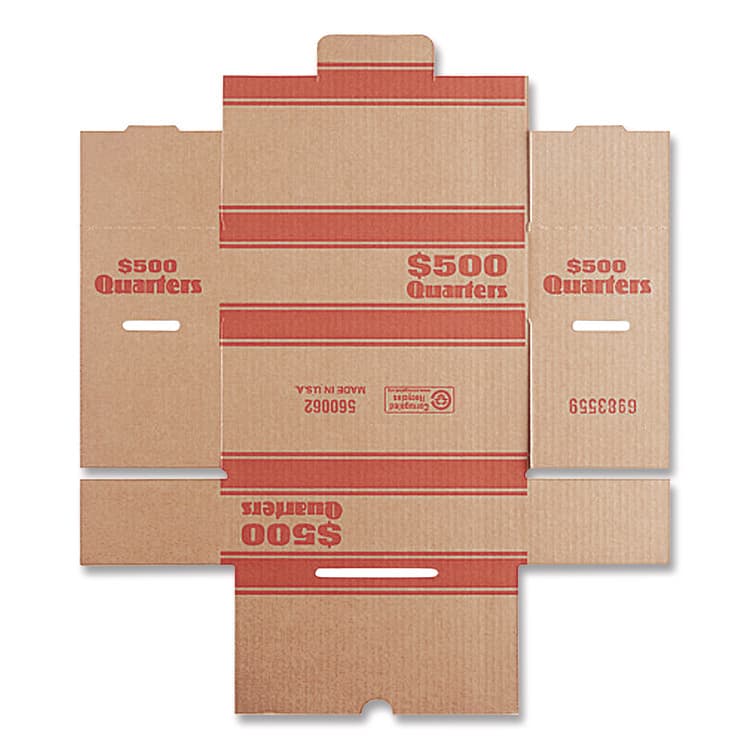 CONTROLTEK Quarters Coin Box, Accommodates $500 in Quarters, 15.5" x 19.25" x 4.5", Orange/Kraft, 50/Pack (CNK560062) thumbnail 2