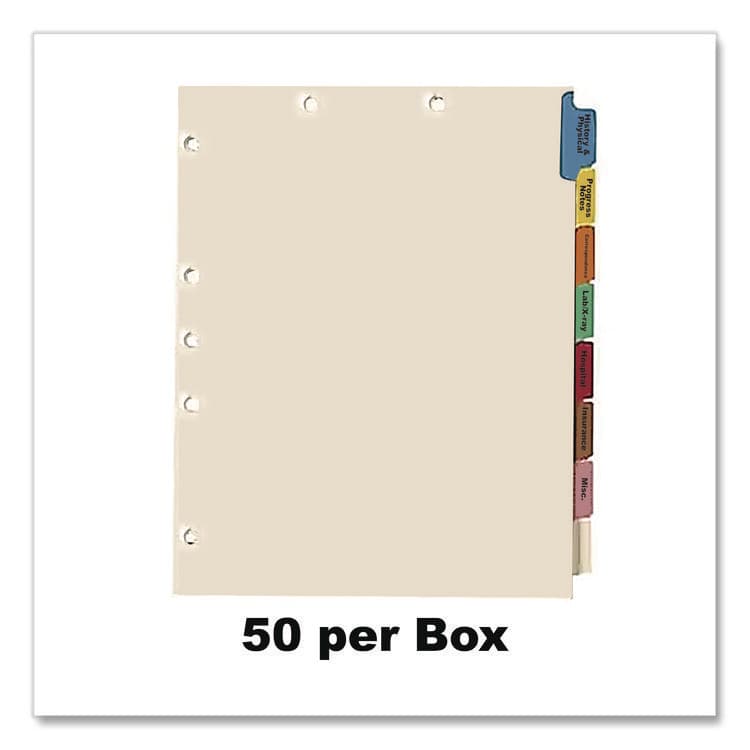 WESTERN STATES ENVELOPE CO Side Tab Medical Chart Indexes, 8-Tab, Assorted Medical, 11 x 8.5, Manila, 50/Box (MAQ30227) thumbnail 3