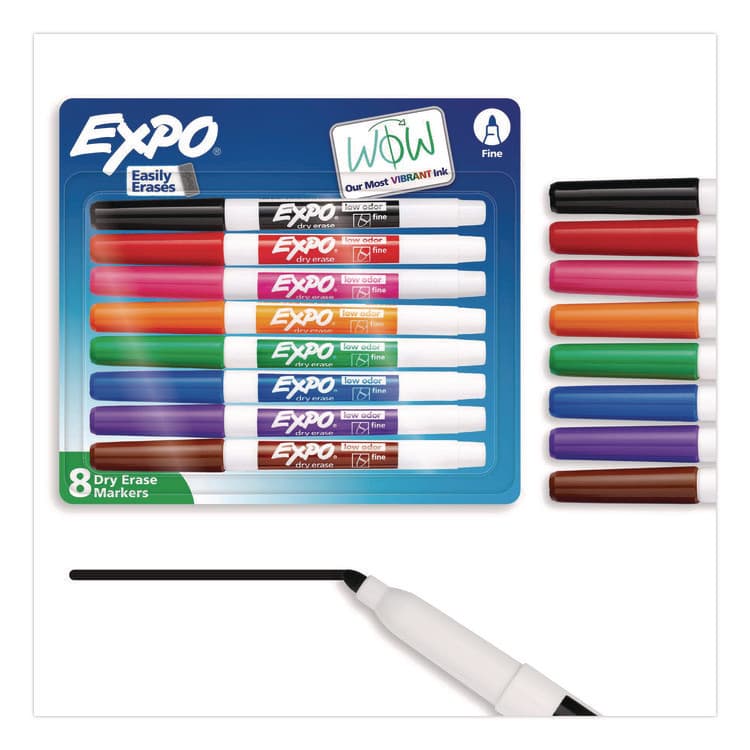 SANFORD Low-Odor Dry-Erase Marker, Fine Bullet Tip, Assorted Colors, 8/Set (SAN86601A)
