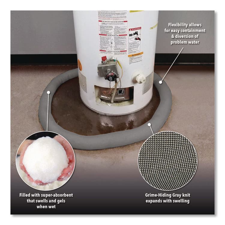 ABSORBENT SPECIALTY PRODUCTS Water Dams, 2.5" x 4 ft x 2.5", Gray, 30/Box (QKDWUB2430G) thumbnail 4