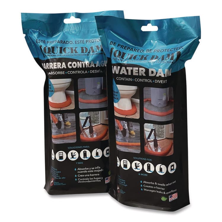 ABSORBENT SPECIALTY PRODUCTS Water Dams, 2.5" x 8 ft x 2.5" (QKDWUB281ES) thumbnail 2