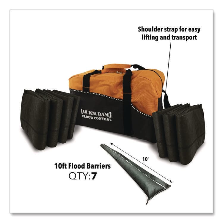 ABSORBENT SPECIALTY PRODUCTS Flood Barrier Duffel Bag Kit, (1) Duffel, (7) 10 ft Flood Barriers (QKDQDDUFF107) thumbnail 2