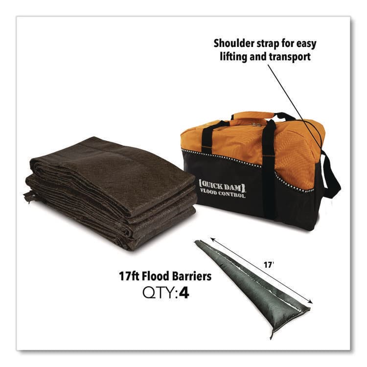 ABSORBENT SPECIALTY PRODUCTS Flood Barrier Duffel Bag Kit, (1) Duffel, (4) 17 ft Flood Barriers (QKDQDDUFF174) thumbnail 2