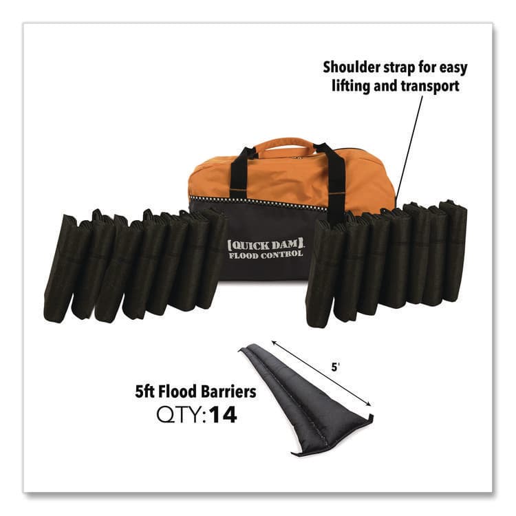 ABSORBENT SPECIALTY PRODUCTS Flood Barrier Duffel Bag Kit, (1) Duffel, (14) 5 ft Flood Barriers (QKDQDDUFF514) thumbnail 2