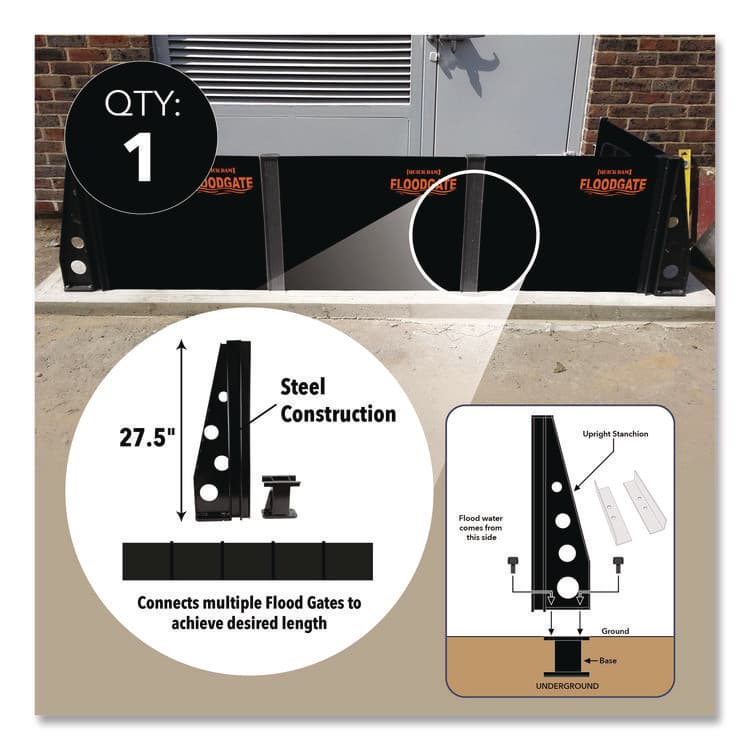 ABSORBENT SPECIALTY PRODUCTS Flood Gate Stanchion Set, 11" x 36" x 7" (QKDQDFGSTAN) thumbnail 2