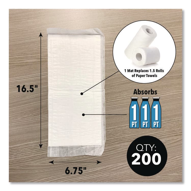 ABSORBENT SPECIALTY PRODUCTS Super Absorbent Mats, 1.5 qt, 14 x 7, 200/Box (QKDWUM200) thumbnail 2