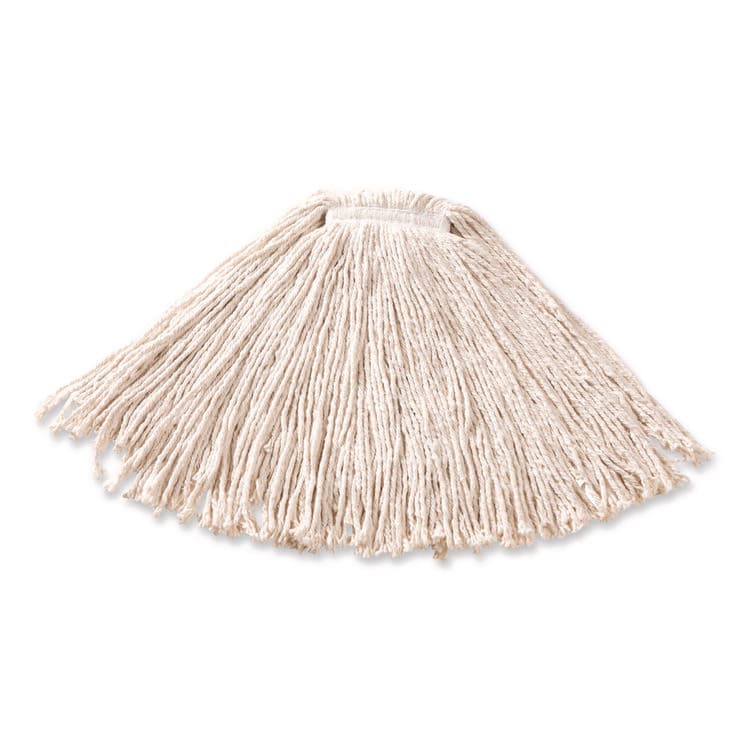 RUBBERMAID COMMERCIAL PROD. Non-Launderable Premium Cut-End Cotton Wet Mop Head, 16 oz, White, 1" White Band, 12/Carton (RCPF11612)