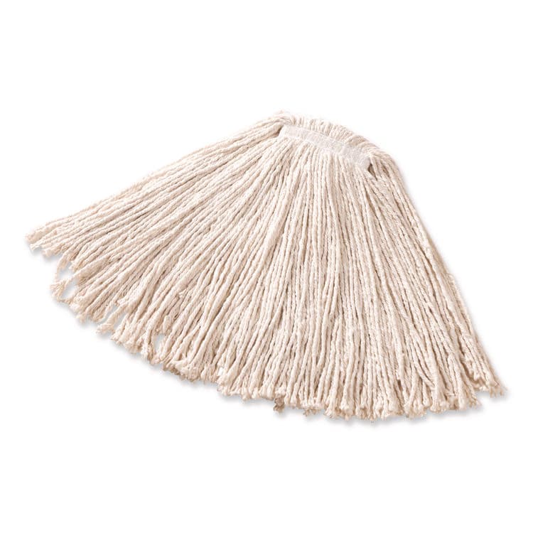 RUBBERMAID COMMERCIAL PROD. Non-Launderable Premium Cut-End Cotton Wet Mop Head, 16 oz, White, 1" White Band, 12/Carton (RCPF11612) thumbnail 2