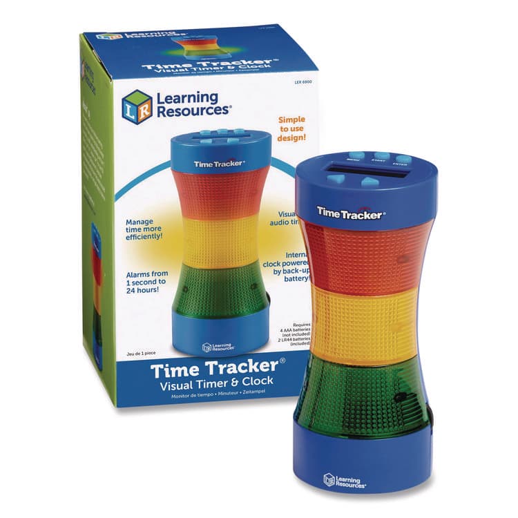 LEARNING RESOURCES Time Tracker Visual Timer and Clock, LCD, 5.4 x 8.6 x 2.5, Assorted Colors (LRNLER6900)