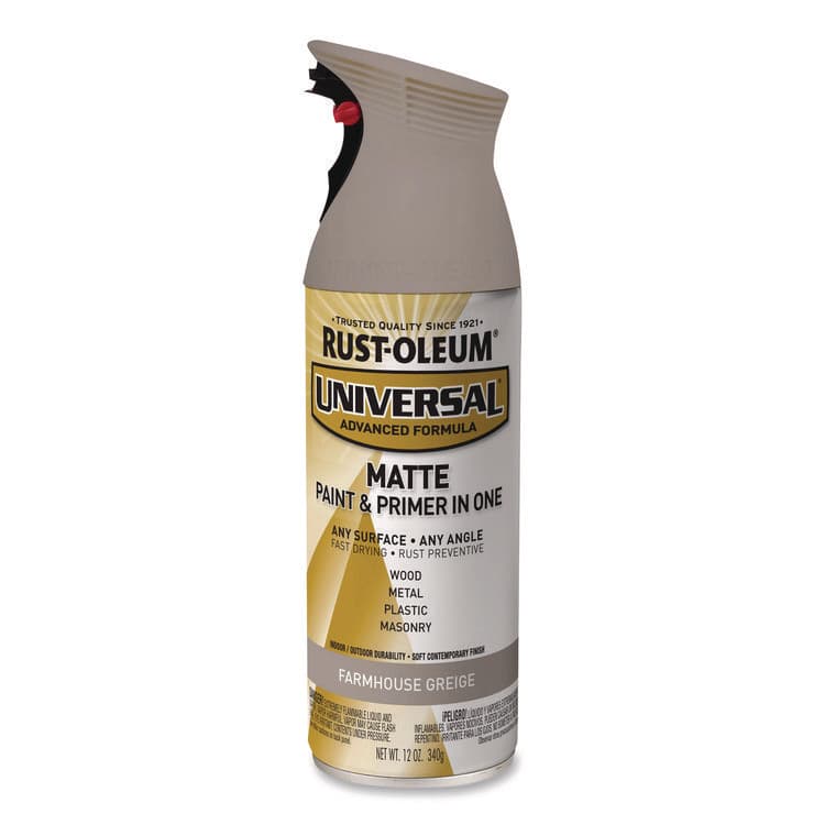 RUST-OLEUM CORPORATION Universal Premium Spray Paint, Matte Greige, 12 oz Aerosol Can, 6/Carton (RST376724) thumbnail 2