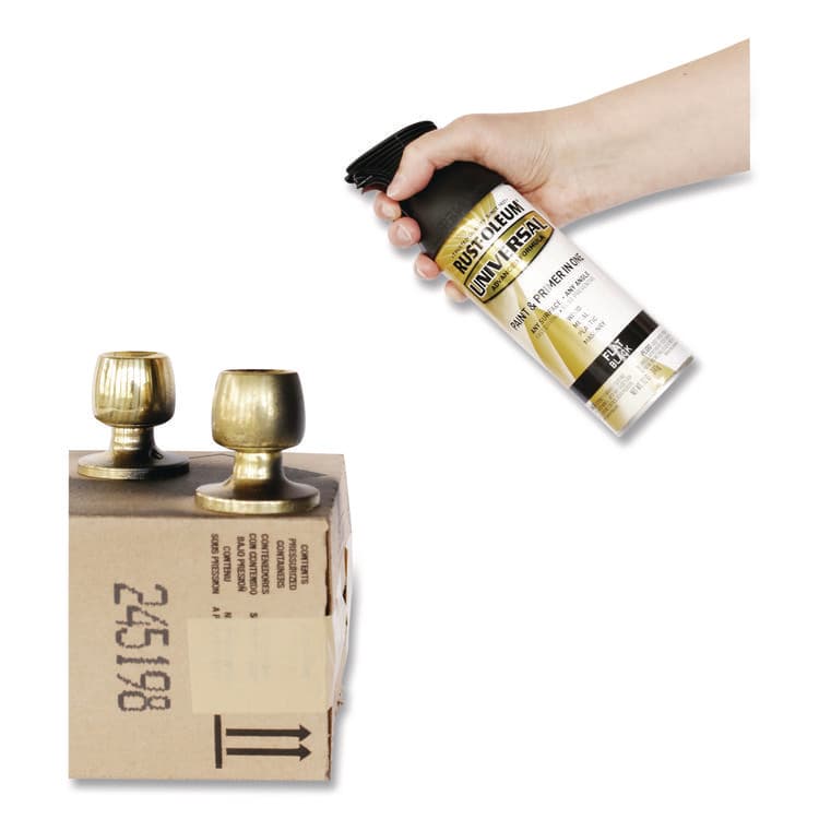 RUST-OLEUM CORPORATION Universal Premium Spray Paint, Flat Black, 12 oz Aerosol Can, 6/Carton (RST245198) thumbnail 4