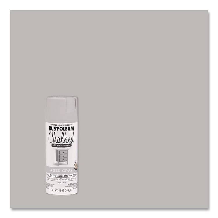 RUST-OLEUM CORPORATION Ultra Matte Chalked Paint, Matte Aged Gray, 12 oz Aerosol Can, 6/Carton (RST302592) thumbnail 3