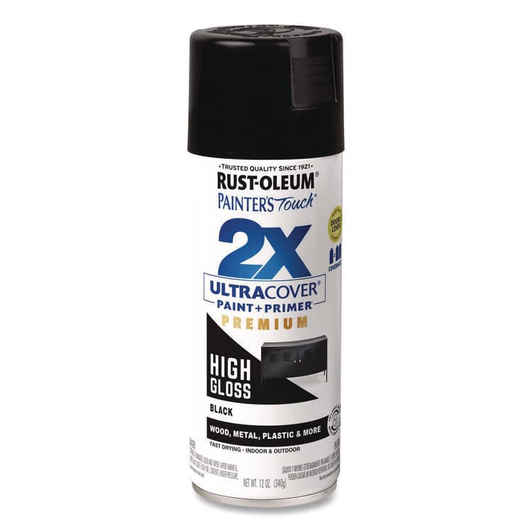 RUST-OLEUM CORPORATION Painter's Touch 2X Ultra Cover Spray Paint, High Gloss Black, 12 oz Aerosol Can, 6/Carton (RST331172) thumbnail 2