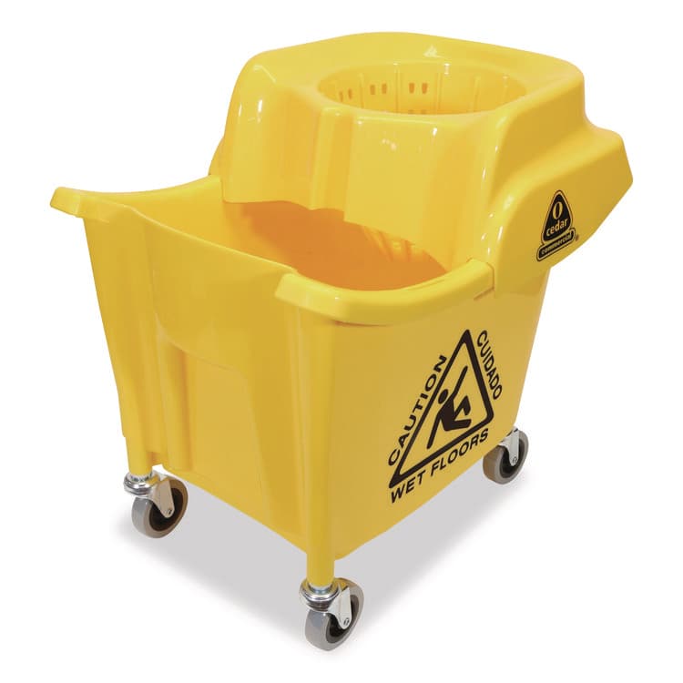 NEXSTEP COMMERCIAL PRODUCTS MaxiRough Institutional Mop Bucket and Wringer, 35 qt, Yellow (NCP96979) thumbnail 4