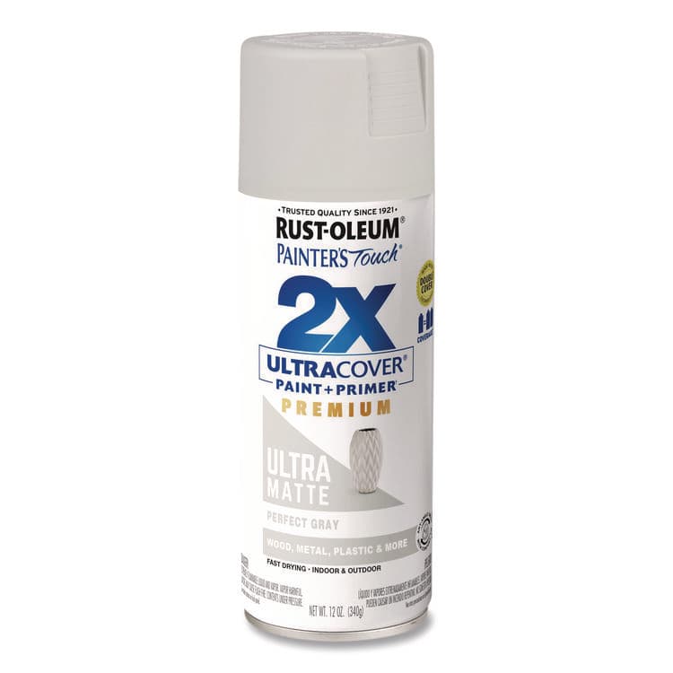 RUST-OLEUM CORPORATION Painter's Touch 2X Ultra Cover Spray Paint, Ultra Matte Gray, 12 oz Aerosol Can, 6/Carton (RST331184) thumbnail 2