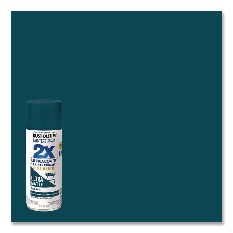 RUST-OLEUM CORPORATION Painter's Touch 2X Ultra Cover Spray Paint, Ultra Matte Teal, 12 oz Aerosol Can, 6/Carton (RST331185) thumbnail 3