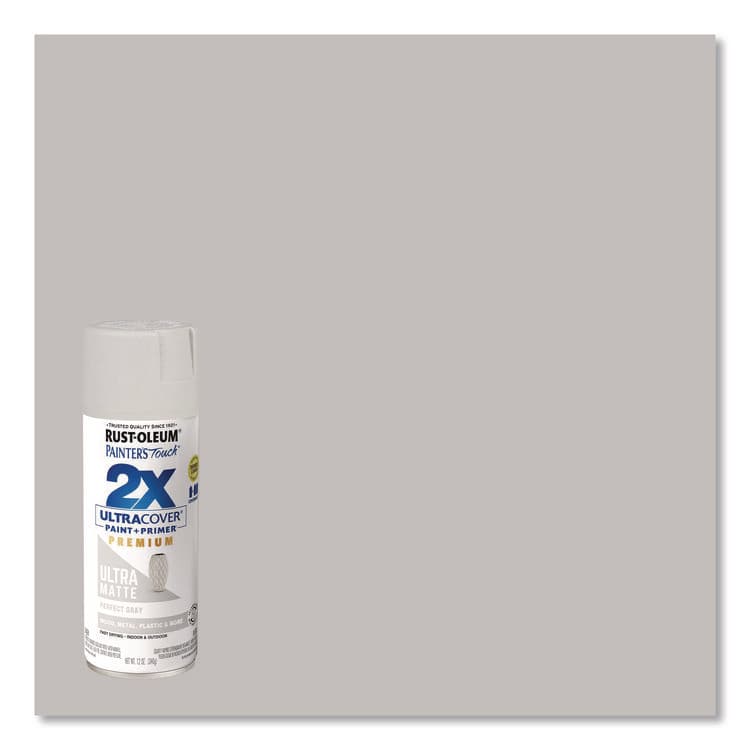RUST-OLEUM CORPORATION Painter's Touch 2X Ultra Cover Spray Paint, Ultra Matte Gray, 12 oz Aerosol Can (RST331184EA) thumbnail 2