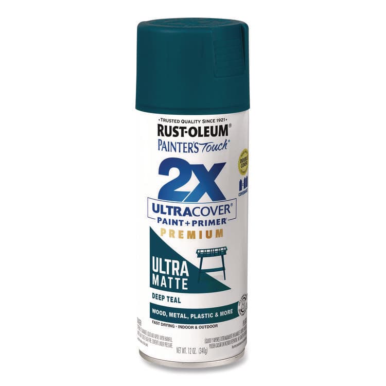RUST-OLEUM CORPORATION Painter's Touch 2X Ultra Cover Spray Paint, Ultra Matte Teal, 12 oz Aerosol Can, 6/Carton (RST331185) thumbnail 2