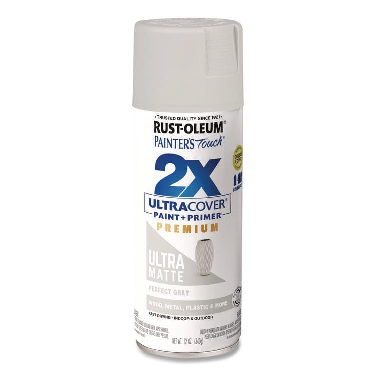 RUST-OLEUM CORPORATION Painter's Touch 2X Ultra Cover Spray Paint, Ultra Matte Gray, 12 oz Aerosol Can (RST331184EA)