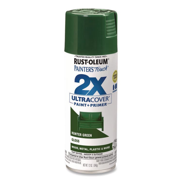 RUST-OLEUM CORPORATION Painter's Touch 2X Ultra Cover Spray Paint, Gloss Hunter Green, 12 oz Aerosol Can, 6/Carton (RST334034) thumbnail 3