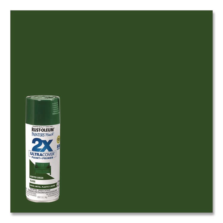 RUST-OLEUM CORPORATION Painter's Touch 2X Ultra Cover Spray Paint, Gloss Hunter Green, 12 oz Aerosol Can (RST334034EA) thumbnail 3