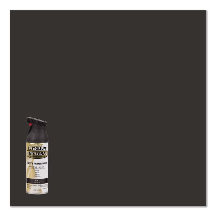 RUST-OLEUM CORPORATION Universal Premium Spray Paint, Flat Black, 12 oz Aerosol Can (RST245198EA) thumbnail 2