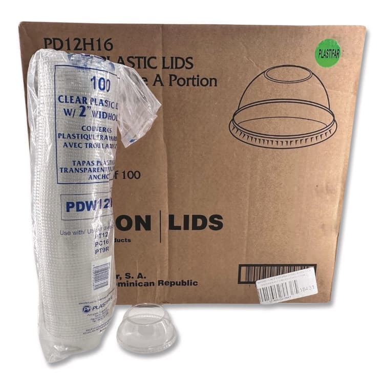 PLASTIFAR SA PET Lids, Fits 5 oz and 8 oz Sundae Cup, 100/Sleeve, 10/Sleeves/Carton (PST18431)