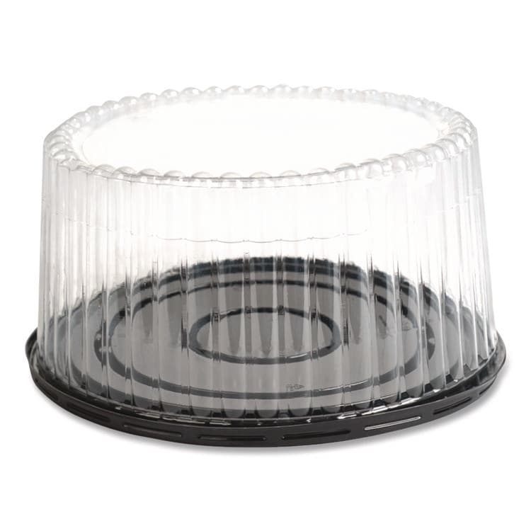 PLASTIFAR SA Bakery Containers, 8" Cake, 9.7" Diameter x 5" h, Black/Clear, 100/Carton (PST18361) thumbnail 2