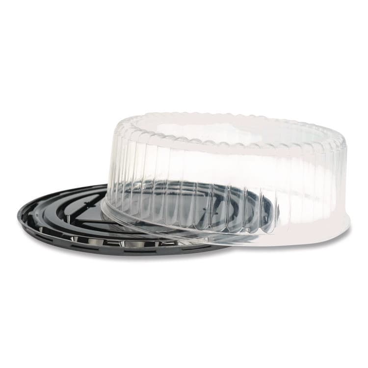 PLASTIFAR SA Bakery Containers, 9" Cake Container, 11.2" Diameter x 3.5" h, Black/Clear, 50/Carton (PST18244) thumbnail 2