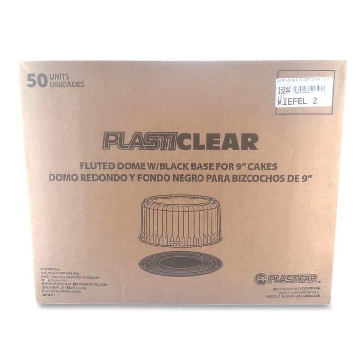 PLASTIFAR SA Bakery Containers, 9" Cake Container, 11.2" Diameter x 3.5" h, Black/Clear, 50/Carton (PST18244) thumbnail 4