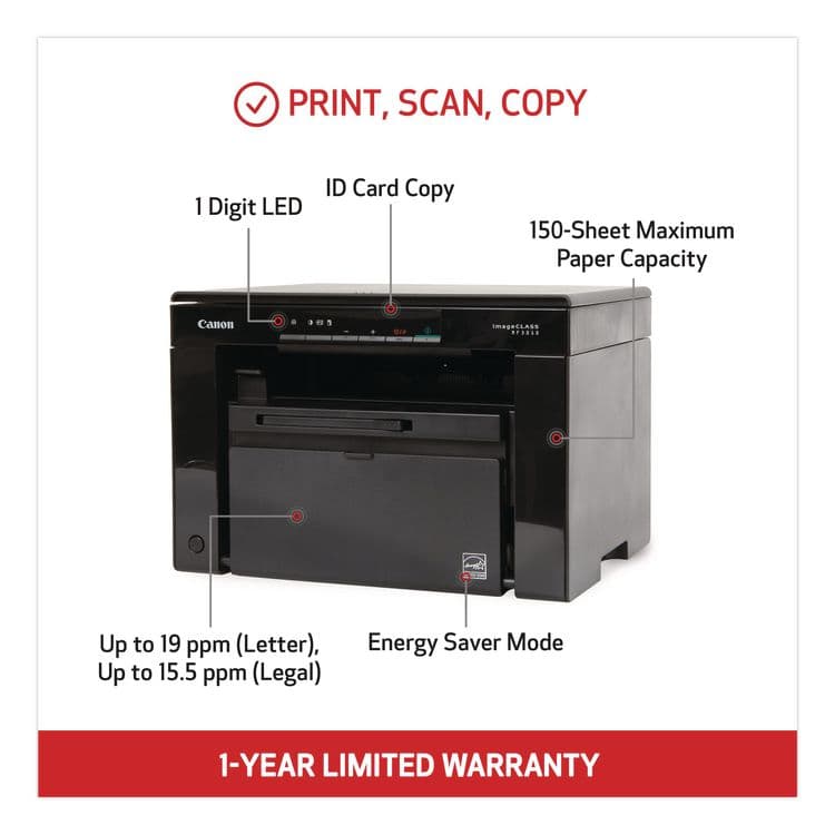 CANON USA, . imageCLASS MF3010VP Wireless Multifunction Laser Printer, Copy/Print/Scan (CNM5252B037) thumbnail 2