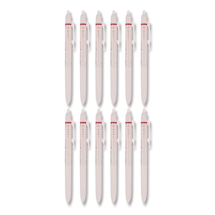 PILOT CORP. OF AMERICA Frixion Waai Erasable Gel Pen, Retractable, Extra Fine 0.5 mm, Cherry Ink, Beige/Cherry Barrel, Dozen (PIL21074)