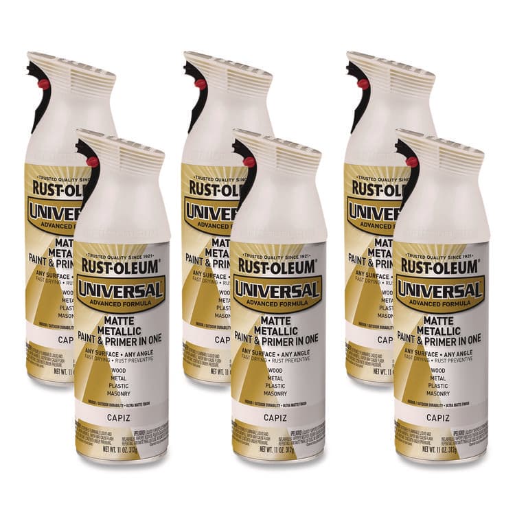 RUST-OLEUM CORPORATION Universal Premium Spray Paint, Metallic Capiz, 11 oz Aerosol Can, 6/Carton (RST371597)