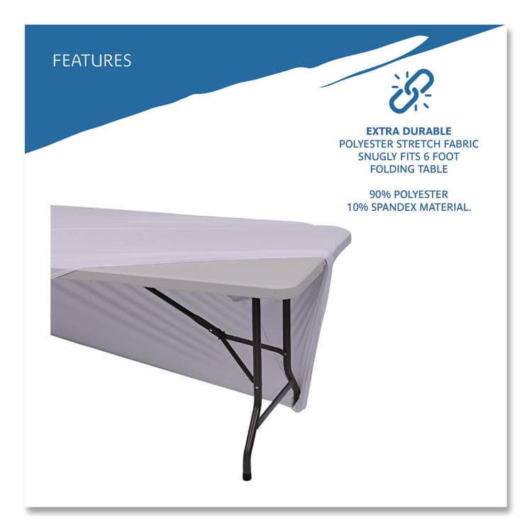ICEBERG ENTERPRISES iGear Fabric Table Cover, Polyester/Spandex, 30" x 72", White (ICE16523) thumbnail 3