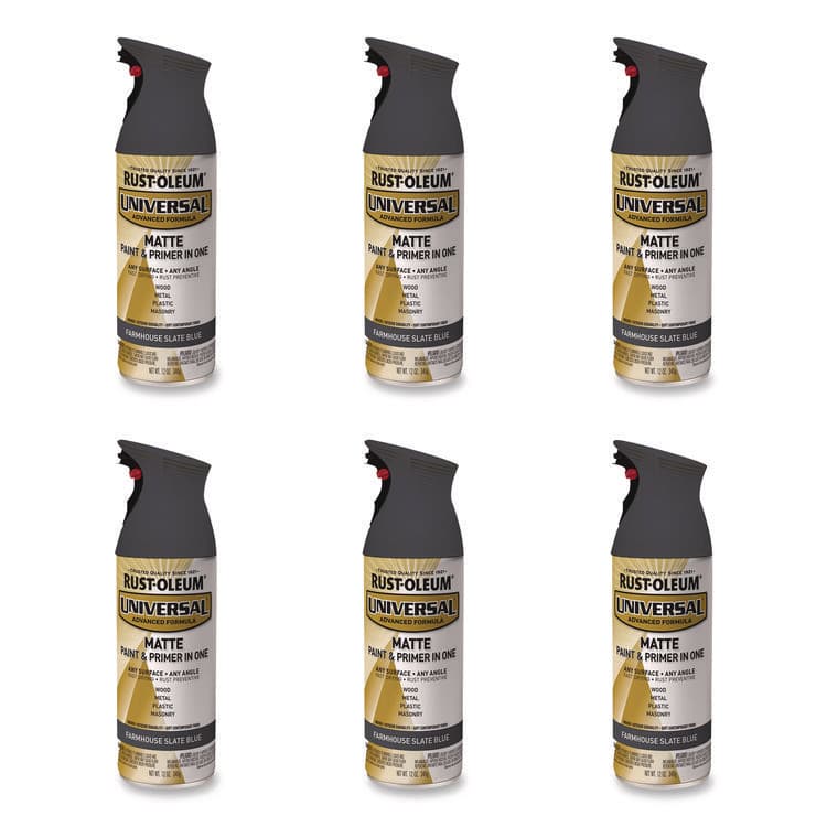 RUST-OLEUM CORPORATION Universal Premium Spray Paint, Matte Slate Blue, 12 oz Aerosol Can, 6/Carton (RST376723)