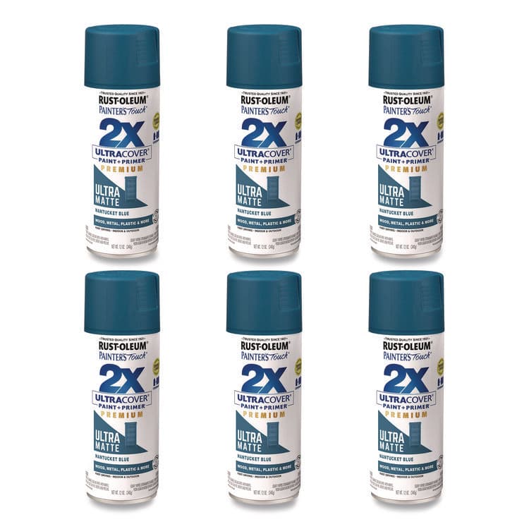 RUST-OLEUM CORPORATION Painter's Touch 2X Ultra Cover Spray Paint, Ultra Matte Blue, 12 oz Aerosol Can, 6/Carton (RST331188)