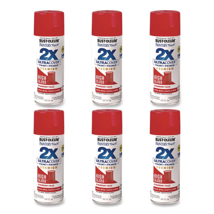 RUST-OLEUM CORPORATION Painter's Touch 2X Ultra Cover Spray Paint, High Gloss Strawberry Fields, 12 oz Aerosol Can, 6/Carton (RST331180)
