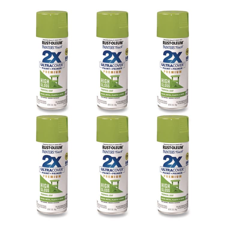RUST-OLEUM CORPORATION Painter's Touch 2X Ultra Cover Spray Paint, High Gloss Tropical Leaf, 12 oz Aerosol Can, 6/Carton (RST331179)