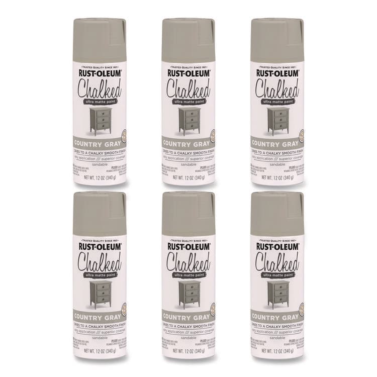 RUST-OLEUM CORPORATION Ultra Matte Chalked Paint, Matte Country Gray, 12 oz Aerosol Can, 6/Carton (RST302593)