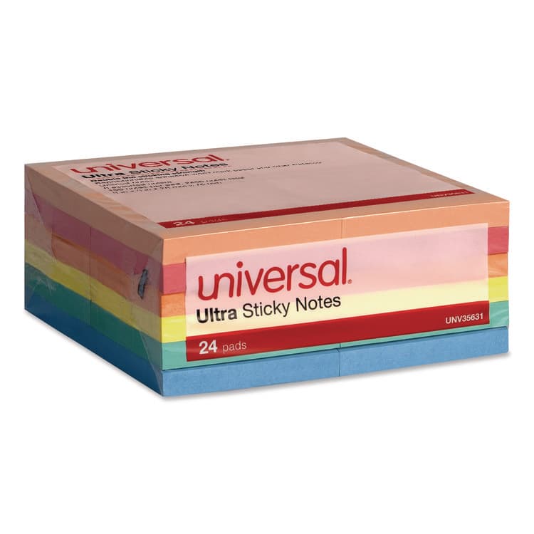 UNIVERSAL OFFICE PRODUCTS Ultra Sticky Note Pads, 3" x 3", Assorted, 100 Sheets/Pad, 24 Pads/Pack (UNV35631) thumbnail 4