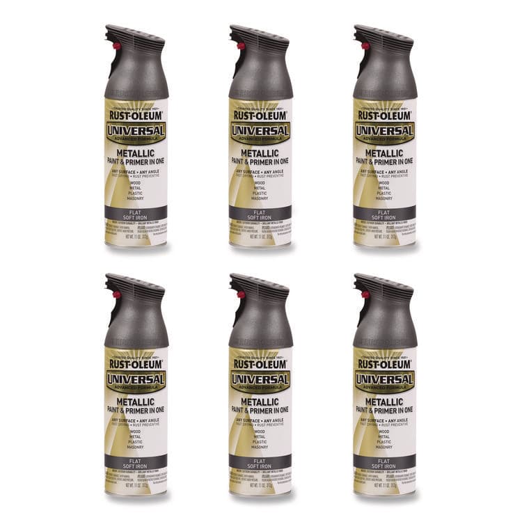 RUST-OLEUM CORPORATION Universal Premium Spray Paint, Flat Iron, 12 oz Aerosol Can, 6/Carton (RST271473)