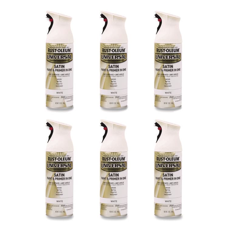 RUST-OLEUM CORPORATION Universal Premium Spray Paint, Satin White, 12 oz Aerosol Can, 6/Carton (RST245210)