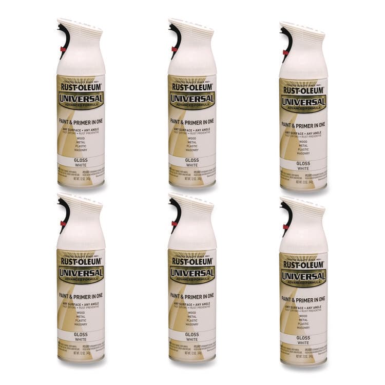 RUST-OLEUM CORPORATION Universal Premium Spray Paint, Gloss White, 12 oz Aerosol Can, 6/Carton (RST245199)