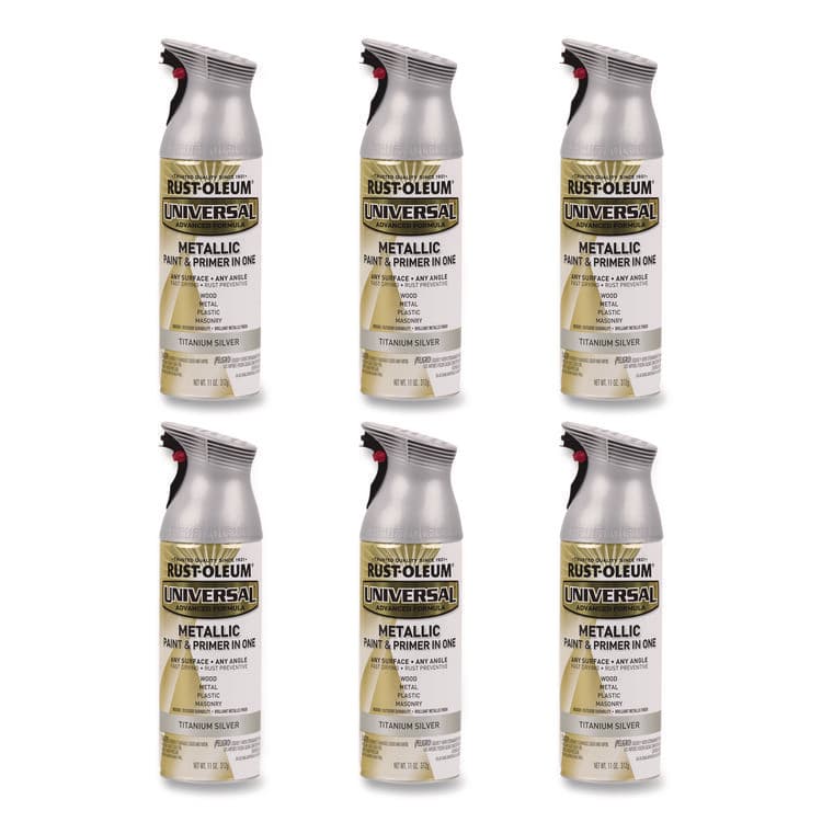 RUST-OLEUM CORPORATION Universal Premium Spray Paint, Metallic Silver, 12 oz Aerosol Can, 6/Carton (RST245220)