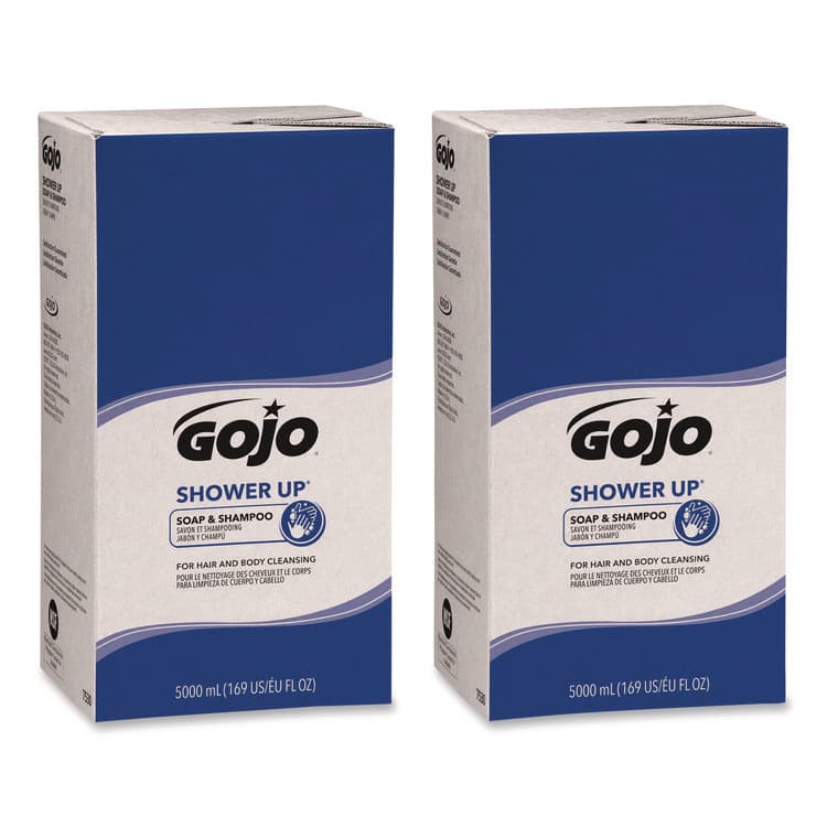 GO-JO INDUSTRIES SHOWER UP Soap and Shampoo, Clean, 5,000 mL Refill Bag, 2/Carton (GOJ753002CT)